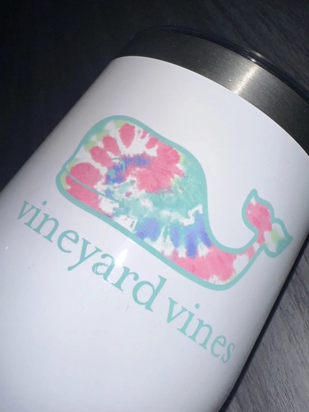 Vineyard Vines White Tie-Dye Whale Insulated 12 fl oz Stemless Tumbler